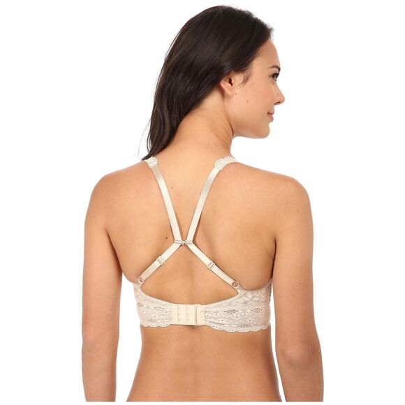Wacoal Halo Lace Floral Wire-Free Bralette Soft Cup Adjustable Straps Sand 38 - Picture 15 of 16